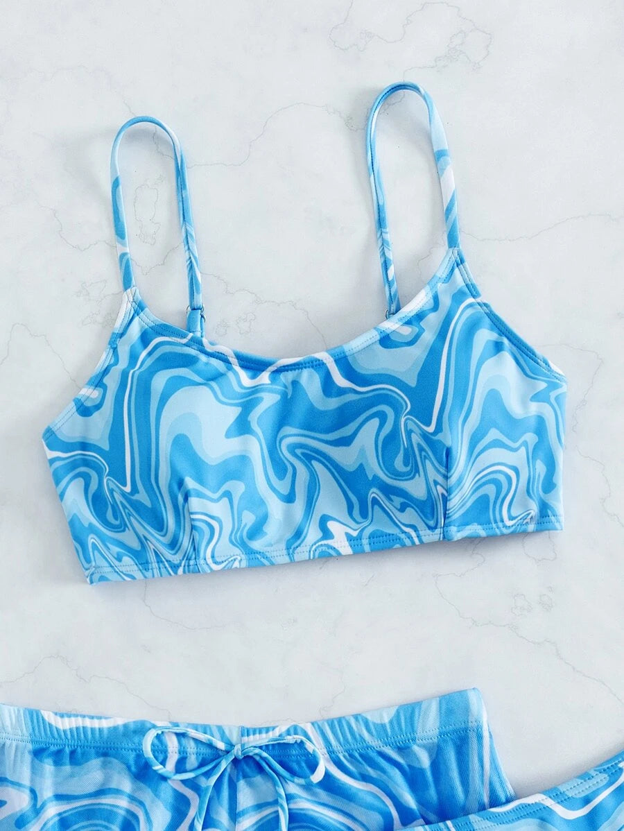 Conjunto Praia Azul Estampado com Short