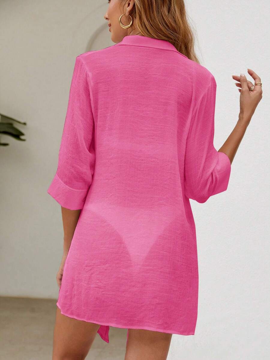 Saída de Praia Camisa Branca com Botões