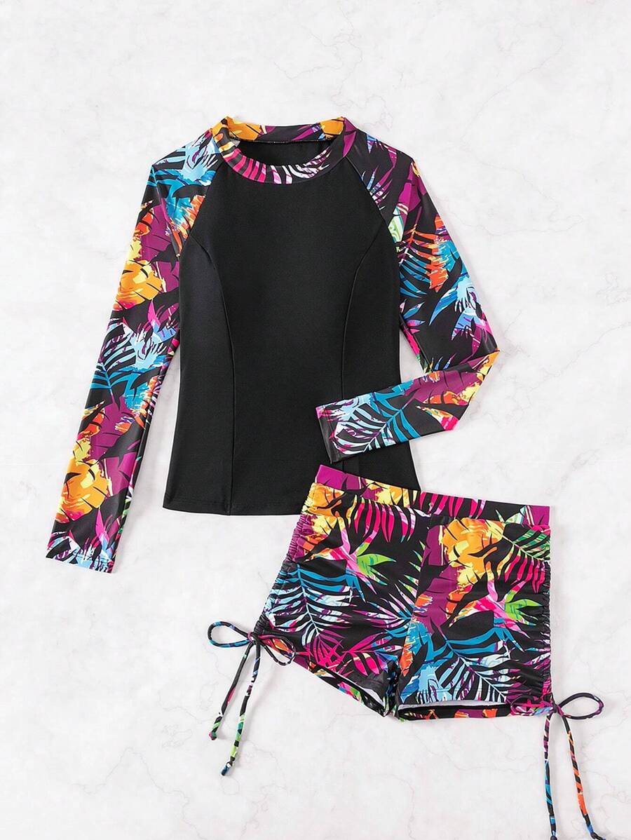 Conjunto Surfwear Floral Manga Longa