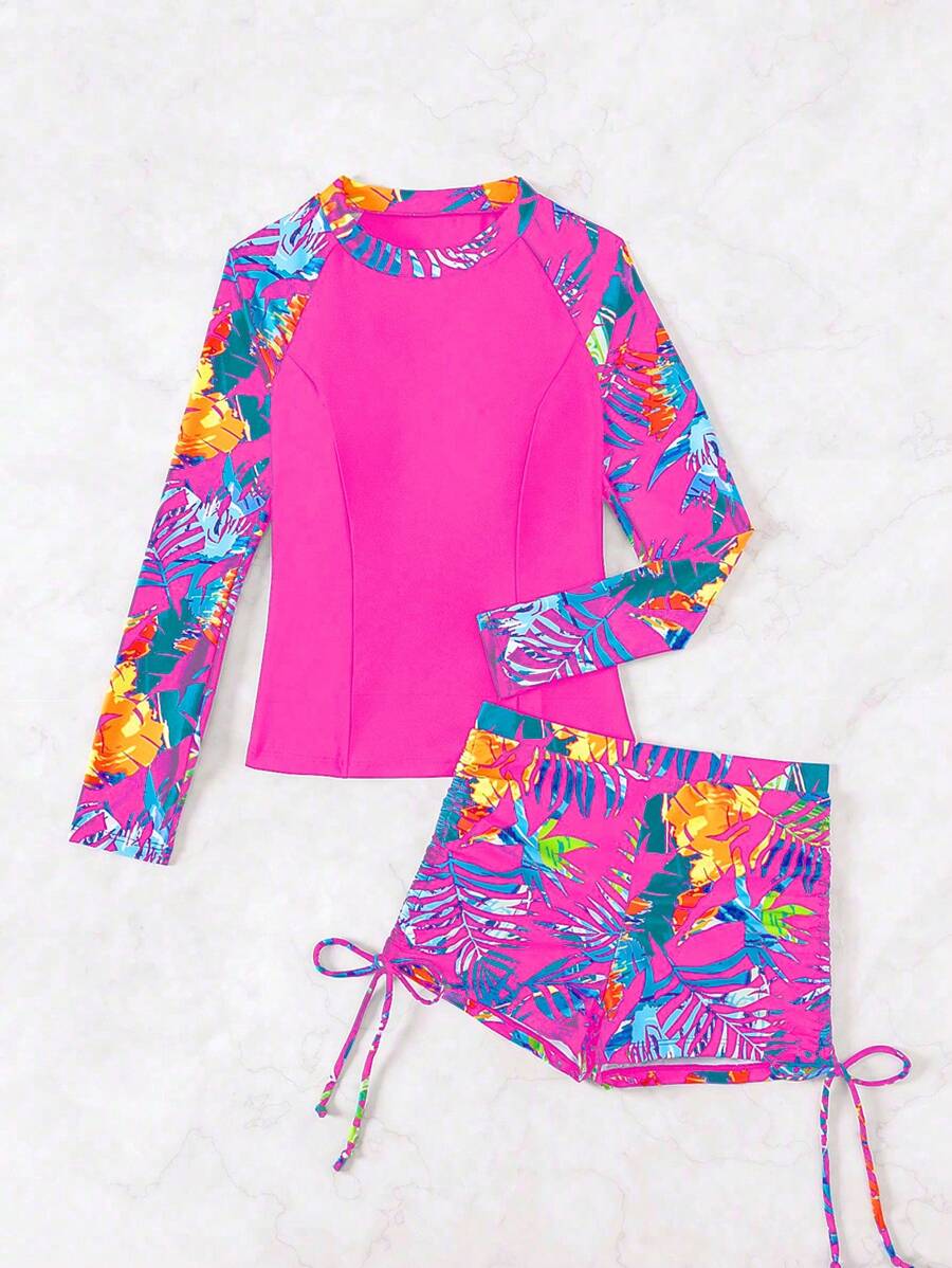 Conjunto Surfwear Floral Manga Longa