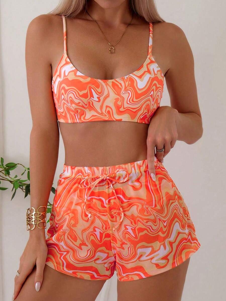 Conjunto Praia Azul Estampado com Short