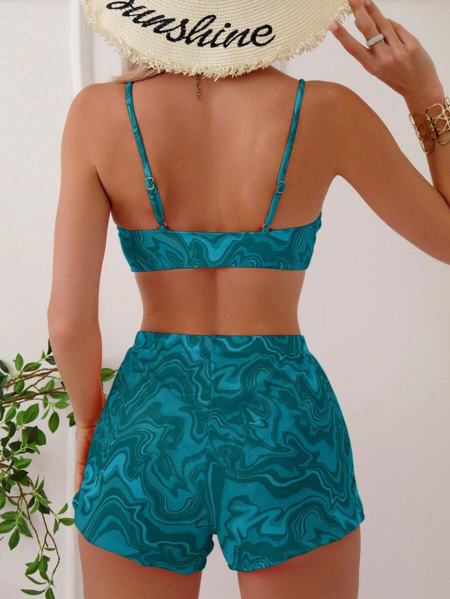 Conjunto Praia Azul Estampado com Short