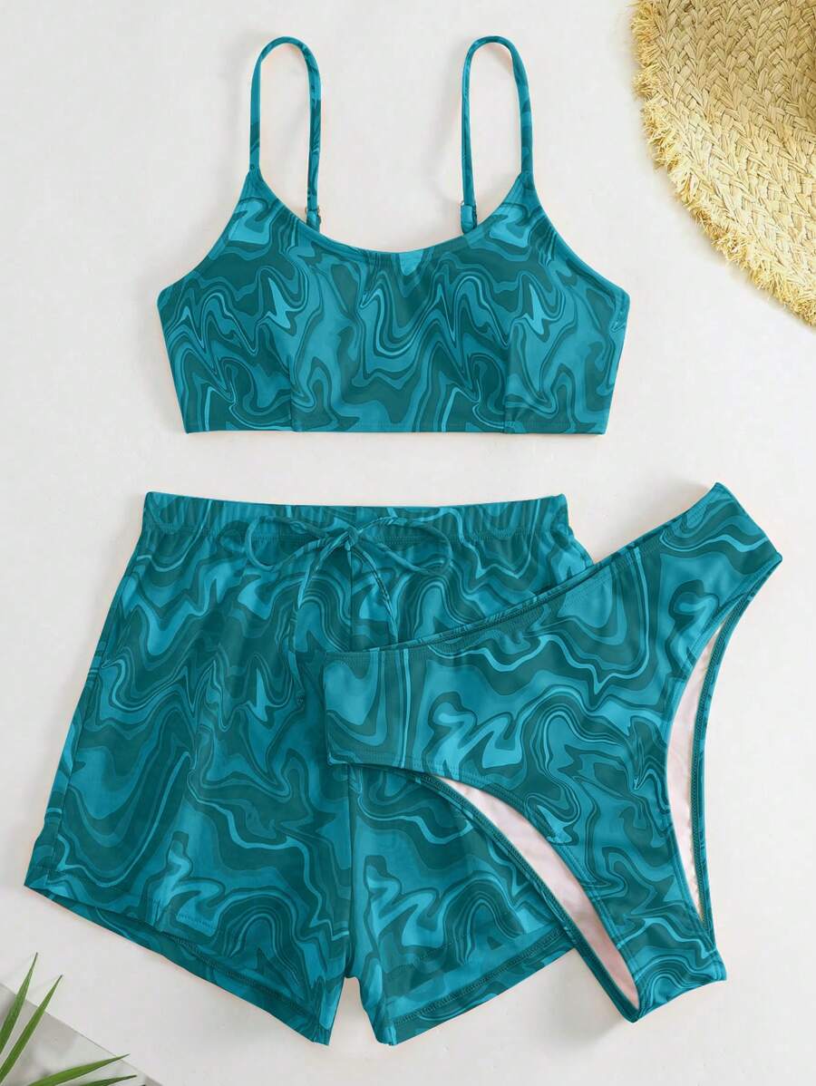 Conjunto Praia Azul Estampado com Short