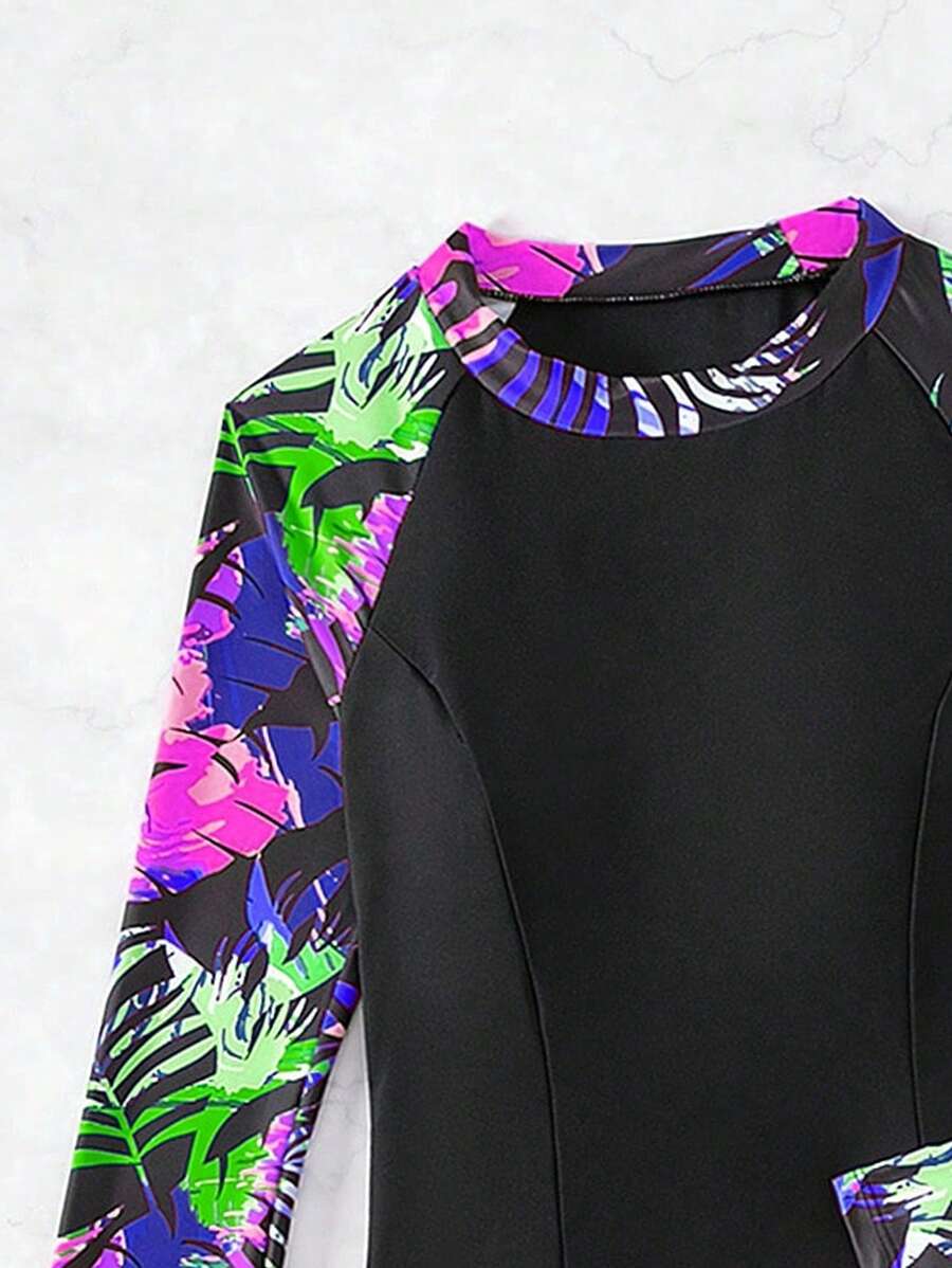 Conjunto Surfwear Floral Manga Longa