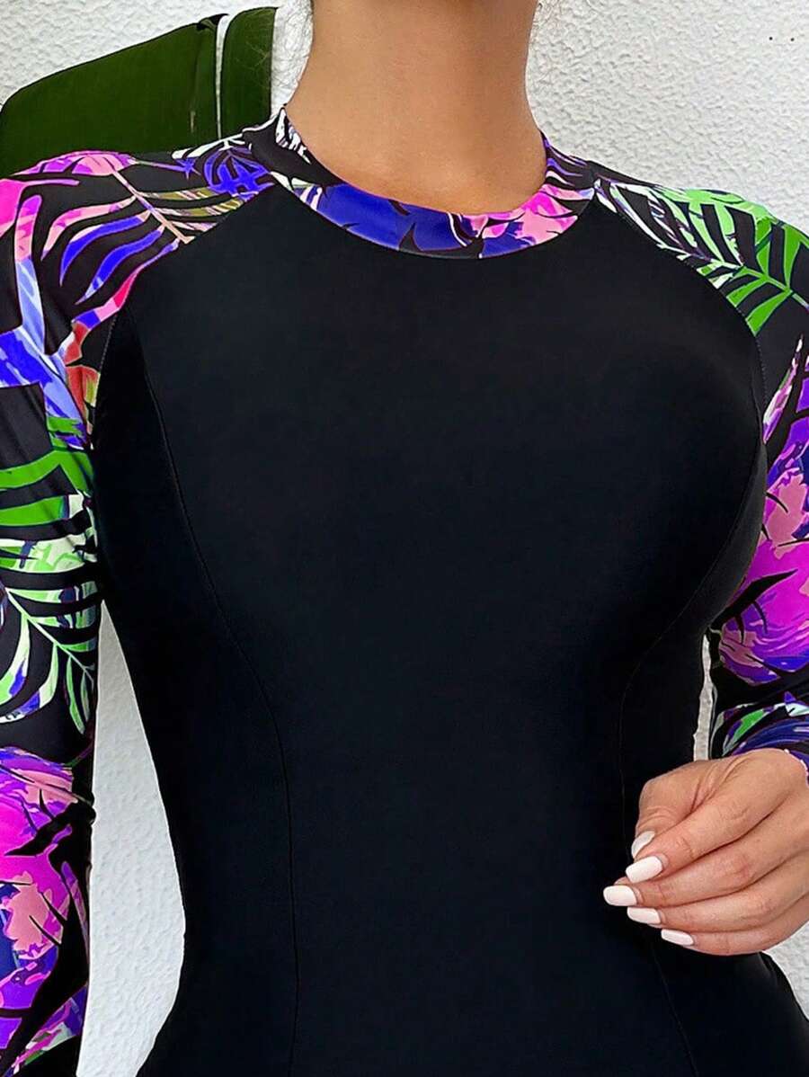 Conjunto Surfwear Floral Manga Longa