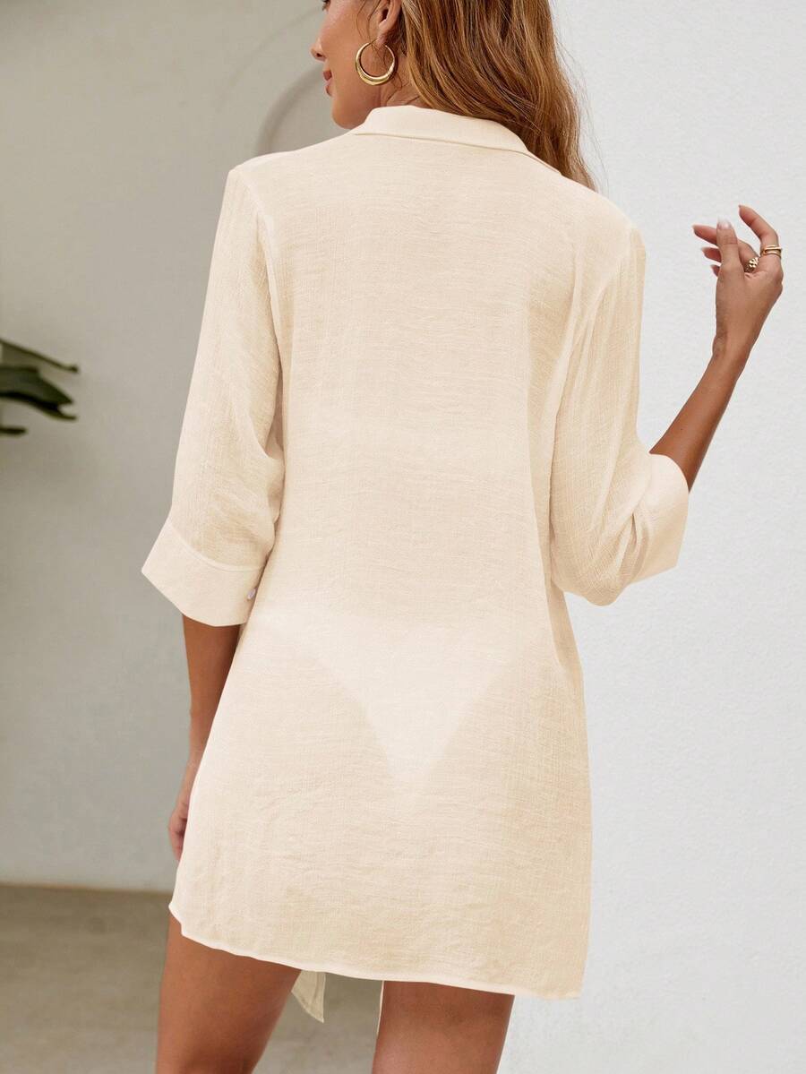 Saída de Praia Camisa Branca com Botões